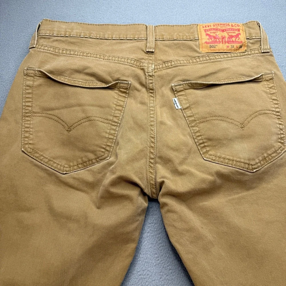 Levi's 502 Taper Pants Mens 31x32 (FIT 31x28) Brown Stretch Regular Chinos Work